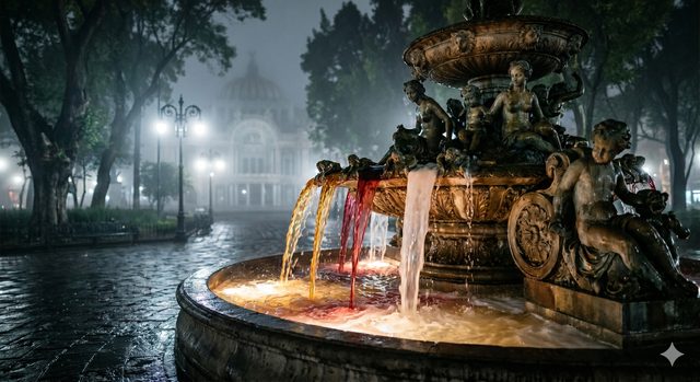 Imagen de contexto para Las fuentes ebrias de la Alameda en Cuauhtémoc, Ciudad de México. Escena editorial de Las fuentes ebrias de la Alameda en Avenida Juárez s/n, Cuauhtémoc: la vieja historia de fuentes llenas de alcohol que vuelven fiesta y advertencia el espacio público.